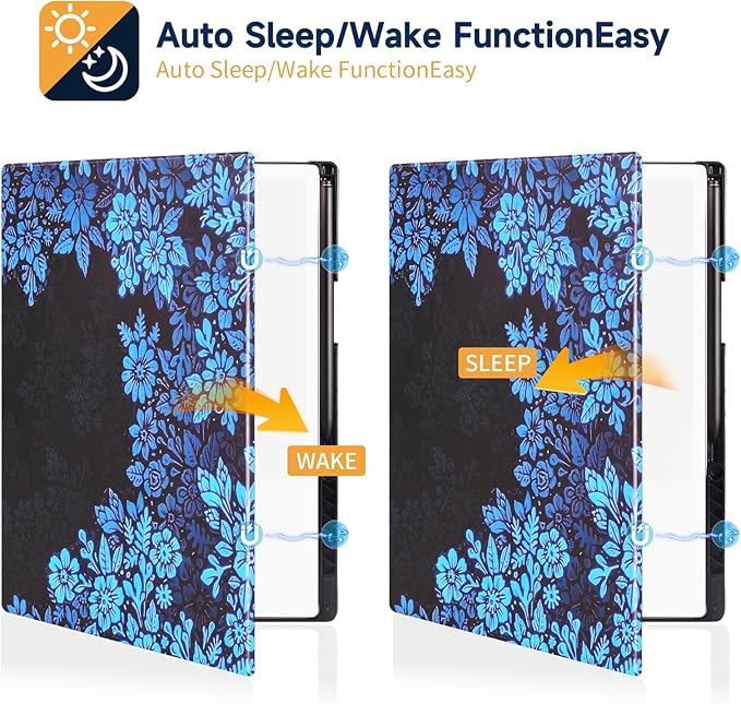 Case for Remarkable Paper Pro Tablet 11.8 (2024 Released) Lightweight and Hard Back Shell Protective Book Folio CoverHave Auto Sleep/WakePen Holder and Pen Tips Box (Blue Flowers)