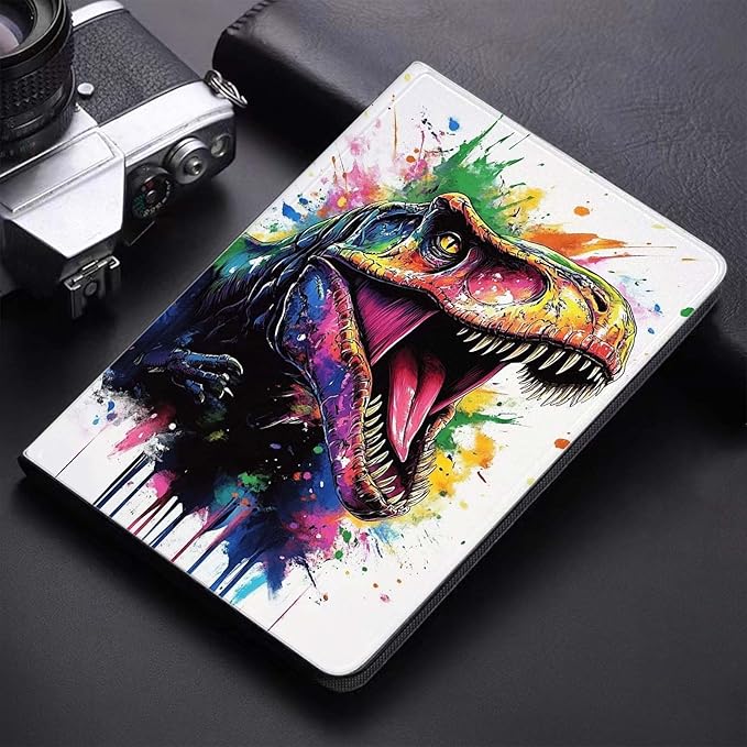 Case for Samsung Galaxy Tab A11 / Tab A9 8.7-Inch 2025/2023Slim Protective LeatherAuto Wake/SleepAdjustable Viewing Angle Stand.Watercolor Dinosaur