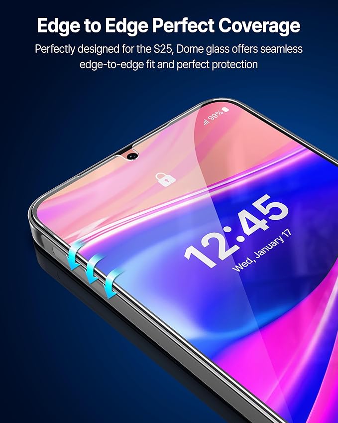 DOME GLASS Whitestone for Samsung Galaxy S25 Plus [Perfect Full Coverage] Tempered Glass Screen Protector with a technical patent [2Pack]