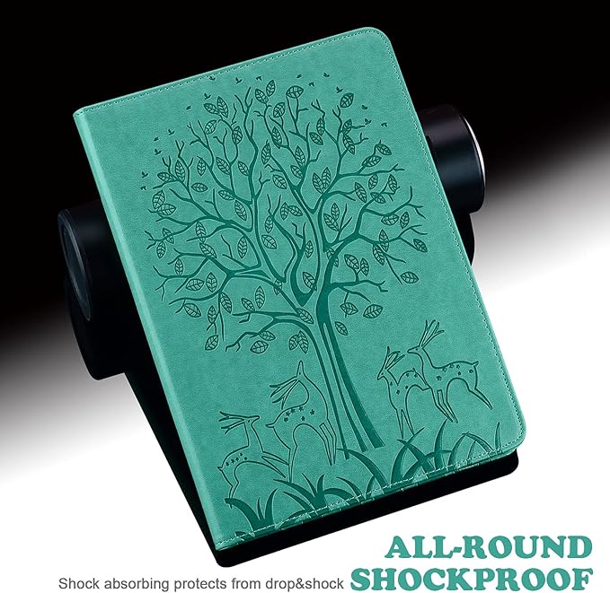 ALILANG for Kindle Fire Max 11 Case (13th Generation 2023 Release) Tree Embossed PU Leather Card Slot Shockproof Smart Cover for Kindle Fire Max 11 2023 Tablet Case -Green