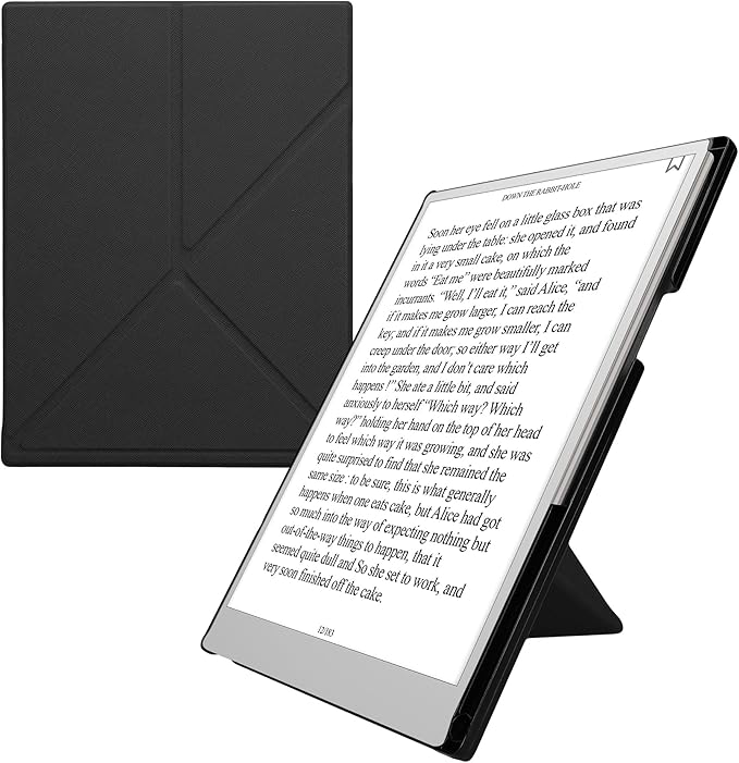 kwmobile Origami Case Compatible with Remarkable Paper Pro Cover - Faux Leather Tablet Case - with Stand and Pen Holder - Black