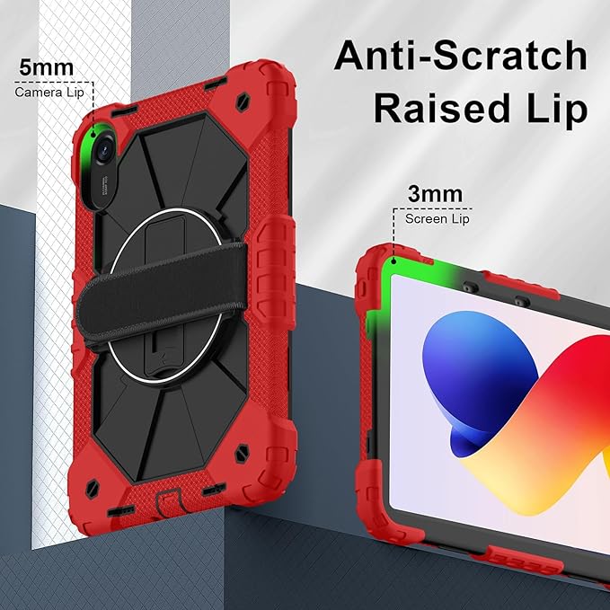 Case for Xiaomi Redmi Pad 2 Pro 12.1 inch (2025) TabletHeavy Duty Cover Rugged Shockproof Protective Case w/Kickstand Cover for Redmi Pad 2 Pro 12.1 inch (Black/Red)