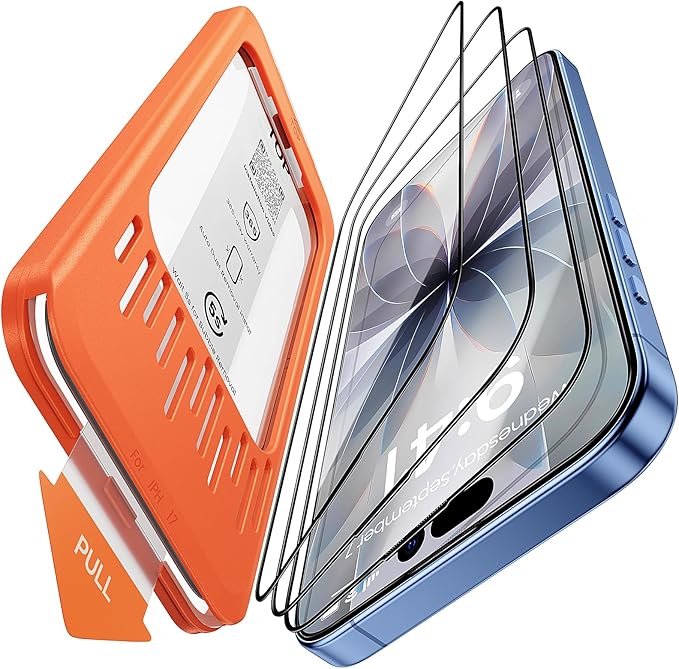 3-Pack for iPhone 17 Screen Protector 9H+ Tempered Glass Scratch Shatter &amp Drop Resistant Smooth &amp Clear Military Grade Protection Full Coverage