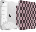 TWOLSKOO Sparkly Case for iPad Pro 11 inch (M5 2025 / M4 2024) Glitter Hard Acrylic Back with Pencil Holder Slim Trifold Stand Folio Cover Auto Sleep/Wake Checkered Pattern