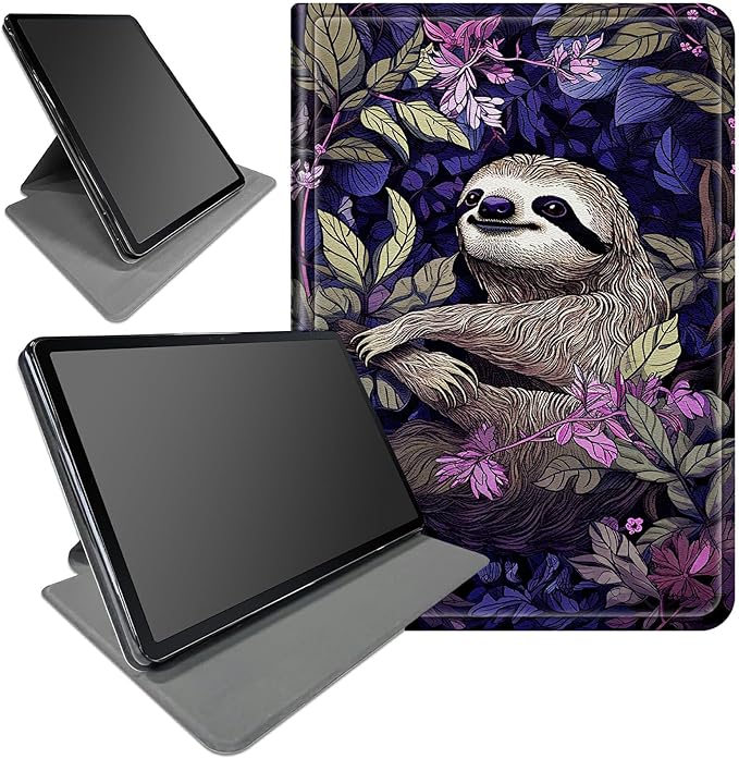 Case for Amazon Kindle Fire HD 8 Tablet (7th/8th Generation 2017/2018 Release)360 Degree Rotating Swivel Stand Protective Cover for Fire HD 8 TabletWhite Sloth