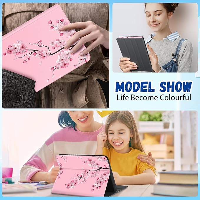 for Amazon Kindle Fire HD 8/8 Plus Tablet Case 10th/12th Generation for Women Girls Folio Cover Cute Fashion Design Girly Floral Flower Kawaii Pretty Unique Cases for Kindle Fire Case 8 Inch
