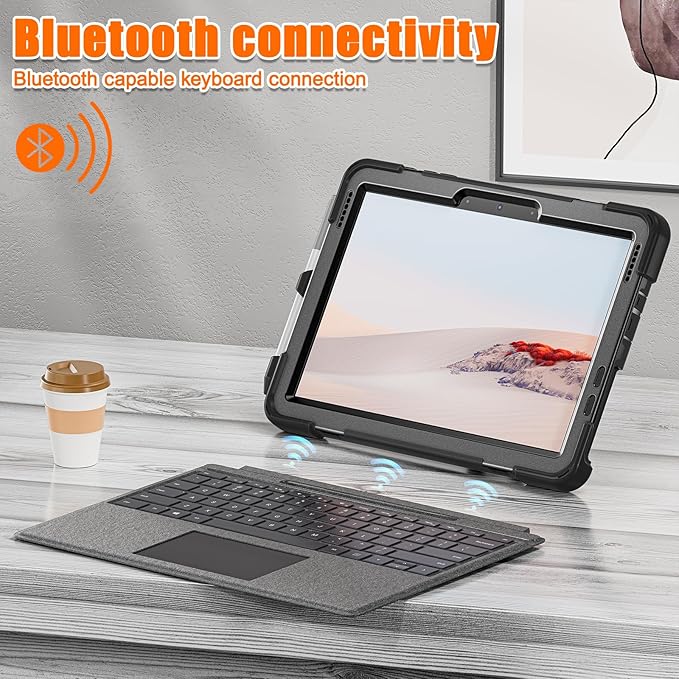 ZenRich Rugged Case for Surface Go 4 (2023)/Surface Go 3 (2021)/ Surface Go 2 (2020) Surface Go (2018) with Pen Holder Heavy Duty Shockproof Case with 360° Rotating Kickstand Hand &amp Shoulder Str