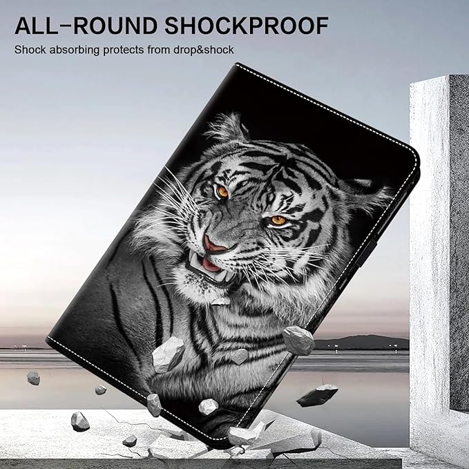 ALILANG Case for iPad 9th Generation 2021/ iPad 8th Generation 2020/ iPad 7th Generation 2019 Ultra-Thin Shockproof Folding Stand Cover with Auto Sleep/Wake for iPad 10.2 Case -Black Tiger
