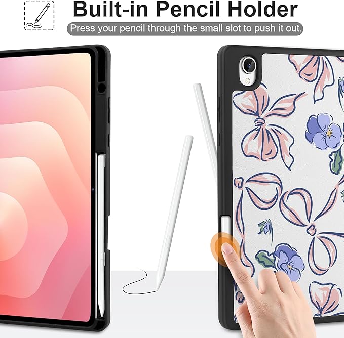 DONGKE Case for Samsung Galaxy Tab S11 5G 11 2025 Model (SM-X730/X736B) Slim Lightweight Trifold Stand Cover with S Pen Holder Auto Sleep/Wake Soft TPU Shockproof Back Pansies Flower