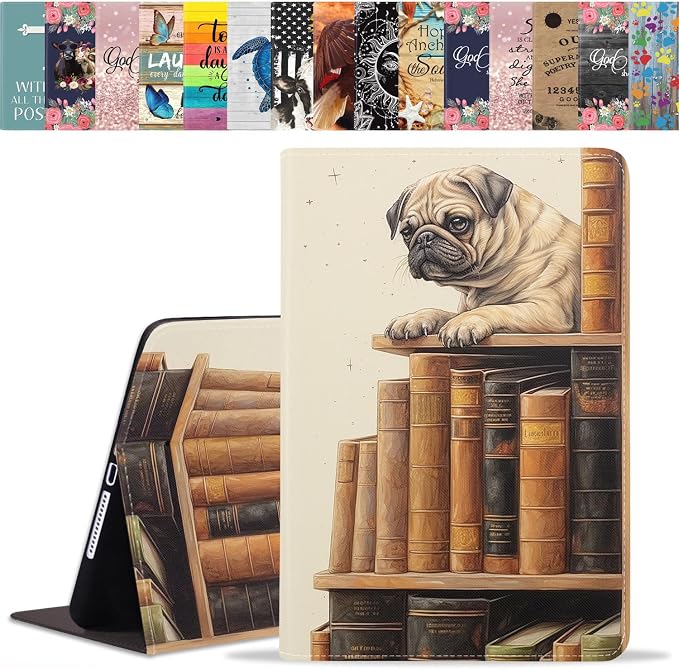 Pug on Bookshelf