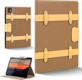 iPad Case for iPad Pro 13 Inch (M5/M4) 2025/2024Leather Folio Cover with Pencil HolderAuto Wake/SleepAdjustable StandDetachable Magnetic Closure Protection Case-Multiple Straps Yellow Brown