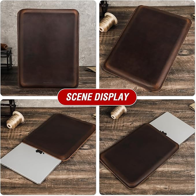 Top Grain Leather Text Custom Sleeve Slim Protector Case for Laptop/Tablet Solid Vintage Design Fully Handmade &amp Text Customizable Compatible with MacBook Pro/Air &amp iPad Pro/Air