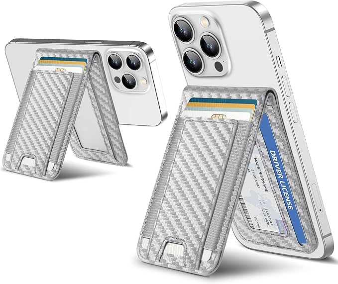 ExtreLife For Magsafe Wallet Adjustable Stand and Open ID Window Magnetic Wallet for iPhone 17/16/15/14 Pro Max/14 Pro/14/14 Plus/13/12 Series 9 Cards Silver