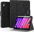 Genuine Leather Case for iPad mini 7th A17 pro 2024iPad mini 6th Generation 8.3 Inch 2021Premium Leather Folio with Pencil HolderMagnetic Closure Smart Cover Auto Wake/SleepBlack