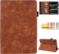 Folio Case for iPad Pro 11 M4 M5 (2024-2025) Techcircle Anti-Slip Stand Mandala Embossed PU Leather Soft TPU Back Protective Cover with Elastic Strap Card Slots &amp Pencil Holder Brown