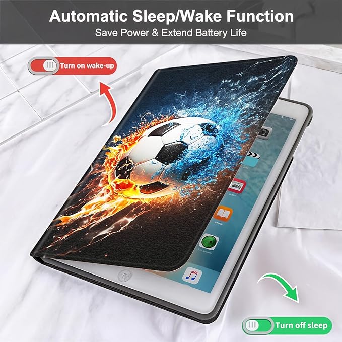 Case for Samsung Galaxy Tab A9+ / A9 Plus 11-Inch 2023 Slim PU Leather Stand Cover with Auto Wake/Sleep Lightweight Full-Body Protective Case for Galaxy Tab A9+ 11 Tablet Soccer Ball