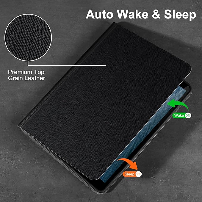 Gexmil Leather Case for iPad 10.2 Inch 9th/8th/7th Gen 2021/2020/2019Premium Cowhide Folio Cover with Auto Wake/SleepAdjustable Stand Anti FingerprintPalm-Print Black