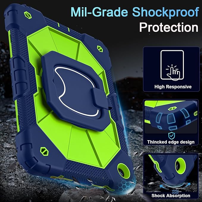 Case for Galaxy Tab A11 Plus/A9 Plus Case 11 Inch with Screen Protector/Rotating Stand/Pen HolderMilitary Grade Shockproof Cases for Samsung Galaxy A11+/A9+ Plus Tablet CasesNavy Green