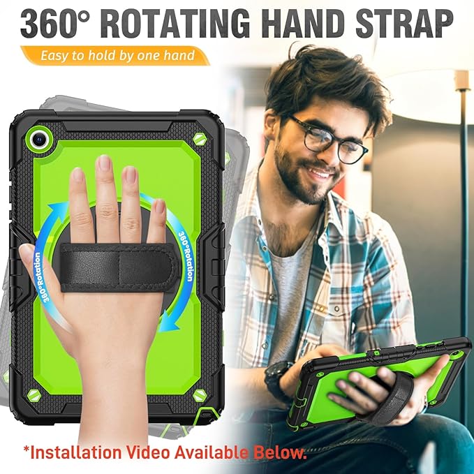 HXCASEAC Case for Samsung Galaxy Tab A11+ Plus 11 Inch Protective with Screen Protector/Hand Strap/Pen Holder Sturdy Shockproof for Samsung A11 Plus Tablet Case 5G SM-X230 SM-X236 SM-X238U - Green