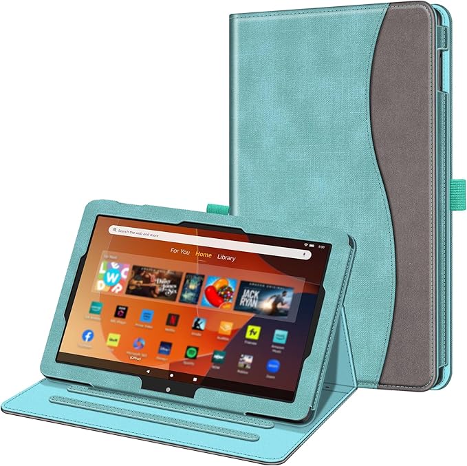 Fintie Case for All-New Amazon Fire HD 10 Tablet (13th/11th Generation 2023/2021 Release) - Multi-Angle Stand Cover with Pocket Auto Wake/Sleep Turquoise | 13th/11th Generation 2023/2021 Release w