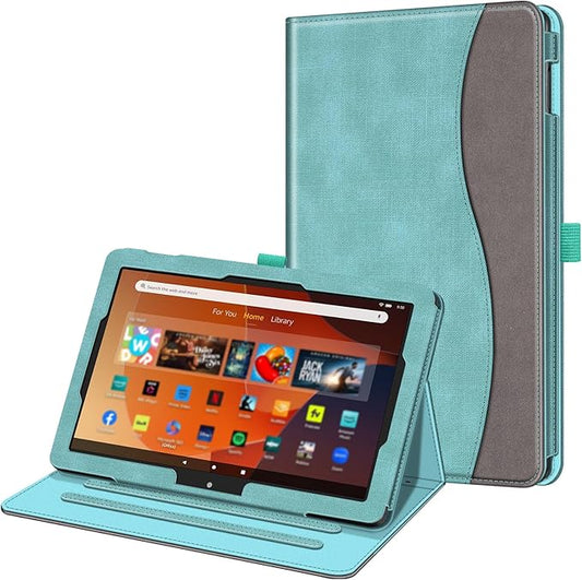 Fintie Case for All-New Amazon Fire HD 10 Tablet (13th/11th Generation 2023/2021 Release) - Multi-Angle Stand Cover with Pocket Auto Wake/Sleep Turquoise | 13th/11th Generation 2023/2021 Release w