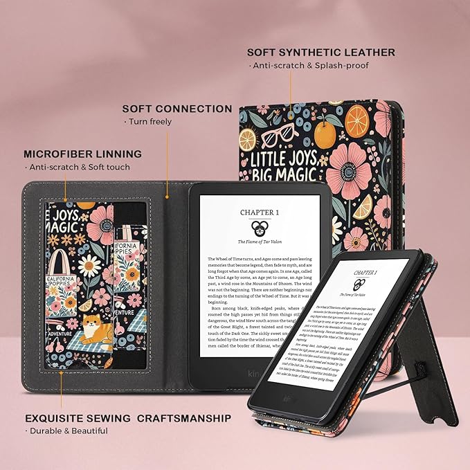 CoBak Case for 6 E-Reader - PU Leather Smart Cover with Auto Sleep/Wake &amp Hand Strap not Compatible with Kobo ClaraLittle Joys