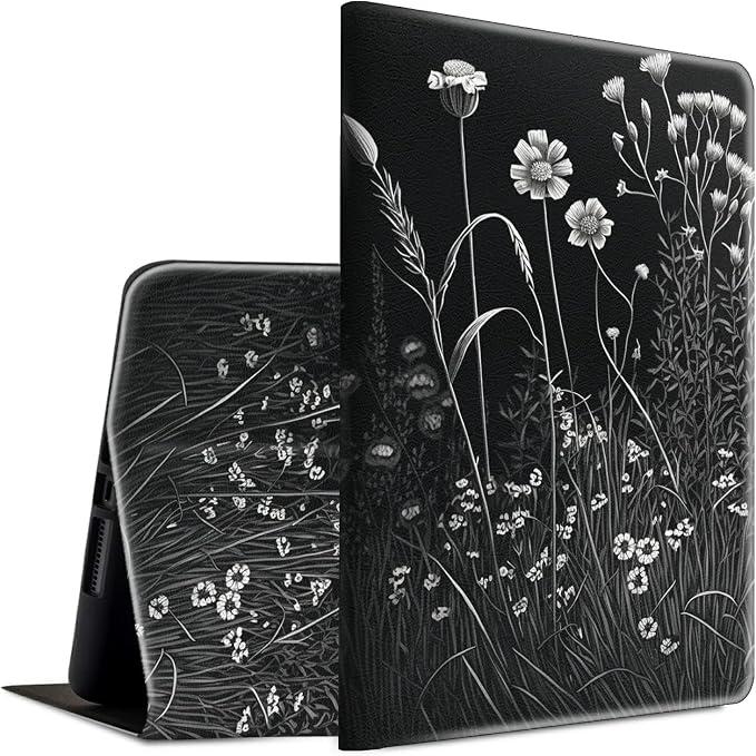 Black white flowers and plants