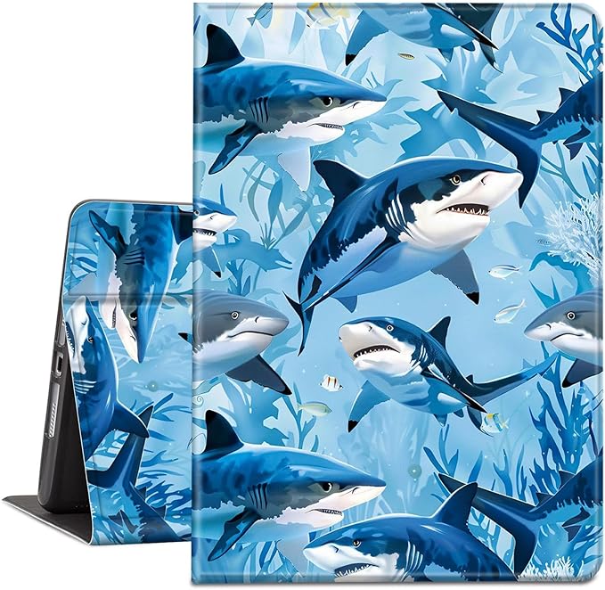 Case for Kindle Paperwhite 12th Generation 7 &amp Kindle ColorSoft Signature Edition PU Leather Protective Cover with Auto Sleep/Wake for Kindle Paperwhite 2024 – Sharks