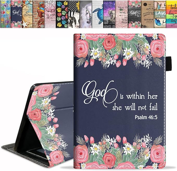 Case for All-New Kindle Fire HD 10/Fire HD 10 Plus Tablet 10.1 (11th Gen 2021 Released) - Slim PU Leather Stand Flip Cover with Card Slot &amp Pencil Holder Quote Bible Verse Psalm 46:5