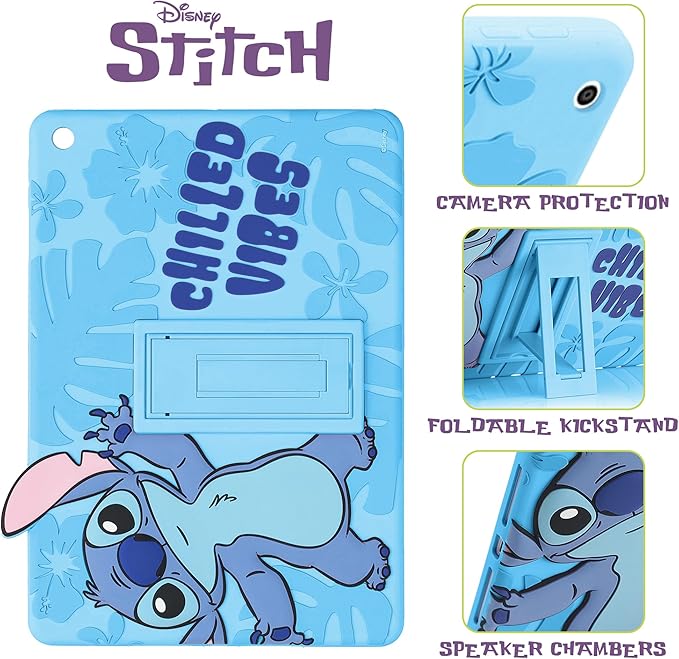 Disney Stitch Kids Case for iPad - 9th Generation iPad Case iPad 8th Generation Case iPad 7th Generation Case - 10.2 2019/2020/2021 - Tablet Cover with Stand Shockproof Silicone