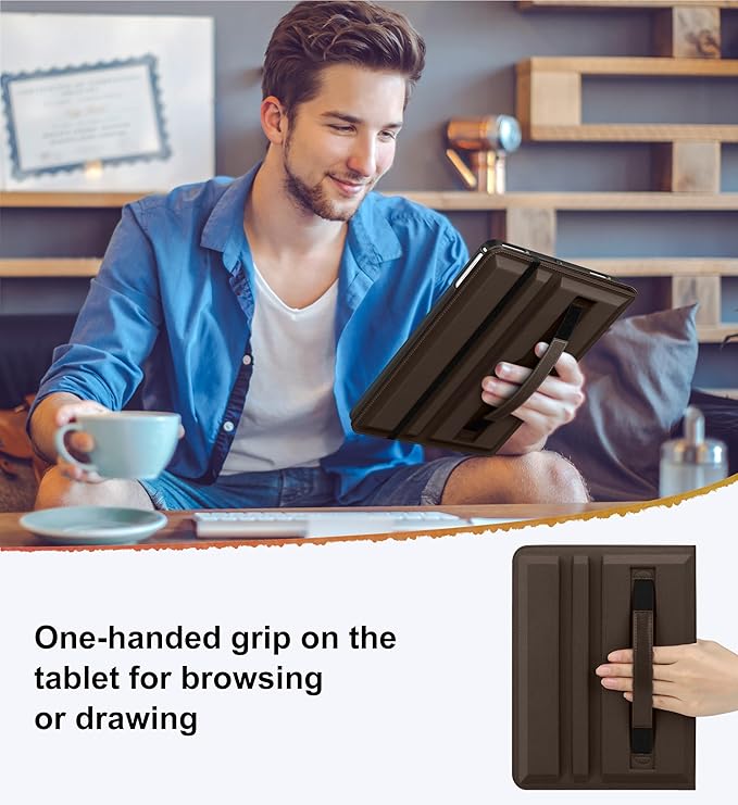 DTTO for iPad 6th / 5th Generation 9.7 Inch (2018/2017) iPad Air 2 / Air 1 Case 360 Degree Rotating Premium Leather Folio Stand Cover with Pencil Holder Dark Brown