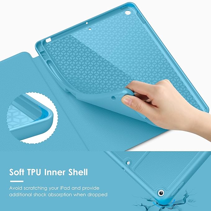VIKESI Case for iPad 9th / 8th / 7th Generation 10.2 inch (2021/2020/2019 Released)Multiple Angles Magnetic Stand CoverShockproof BackPencil Holderand Auto Sleep/WakeSky Blue