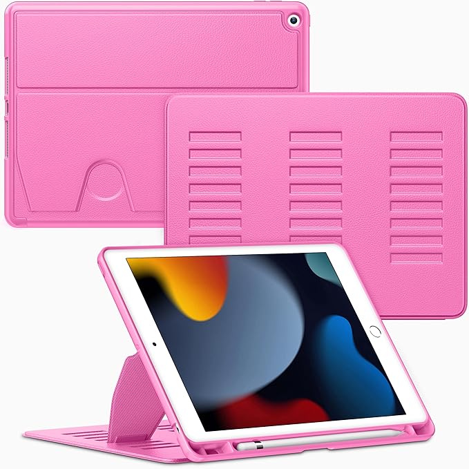 VIKESI Case for iPad 9th / 8th / 7th Generation 10.2 inch (2021/2020/2019 Released)Multiple Angles Magnetic Stand CoverShockproof BackPencil Holderand Auto Sleep/WakeRose