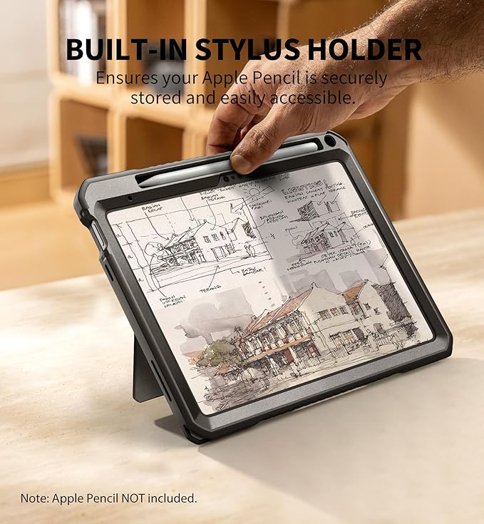 Dexnor Case for iPad (A16) 11th/10th Generation 2025/2022 (11″/10.9″)Rugged Protective Case with 360° Rotating Hand Strap&amp Stand &amp Screen Protector &amp Pencil Holder Shockproof Full-Body Co