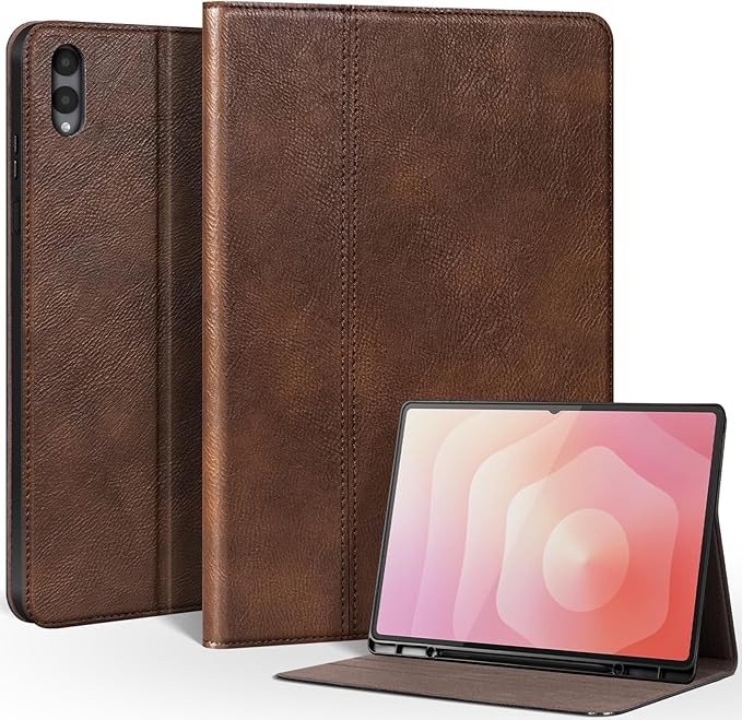 Leather Case for Samsung Galaxy Tab S11 Ultra 2025 14.6-InchModel SM-X930 / SM-X936BPremium Leather Protective Cover with S Pen HolderAuto Sleep/WakeMulti-Angle ViewingDark Brown