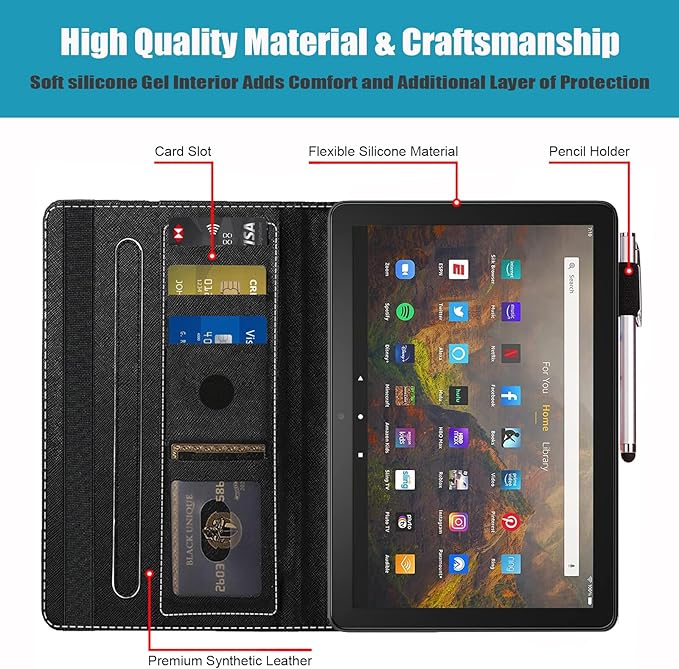 Case for All-New Amazon Kindle Fire HD 10 &amp 10 Plus Tablet (13th/11th Generation 2023/2021 Release) 10.1 - Premium PU Leather Stand Cover with Smart Auto Wake Mountain Sunrise