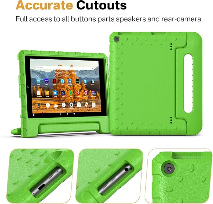 Kids Case for Amazon Kindle Fire HD 10 5th/7th/9th Generation 2015/2017/2019 Released Shockproof Protective Tablet Cases with Adjustable Handle Stand Green