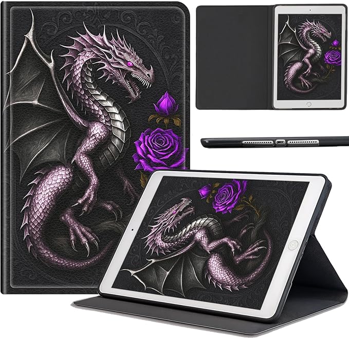 Case for Samsung Galaxy Tab A9+ / A9 Plus 11-Inch 2023 Slim PU Leather Stand Cover with Auto Wake/Sleep Lightweight Full-Body Protective Case for Galaxy Tab A9+ 11 Tablet Dragon Purple Rose