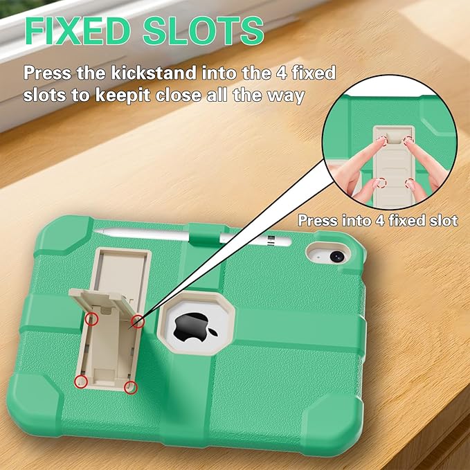 Case for iPad (A16) 11th Generation 11 Inch 2025 / iPad 10th Generation 10.9 Inch 2022 Rugged Heavy Duty Protective Cover [Built-in Pencil Holder ] for iPad 11/10 Gen (LightGreen)