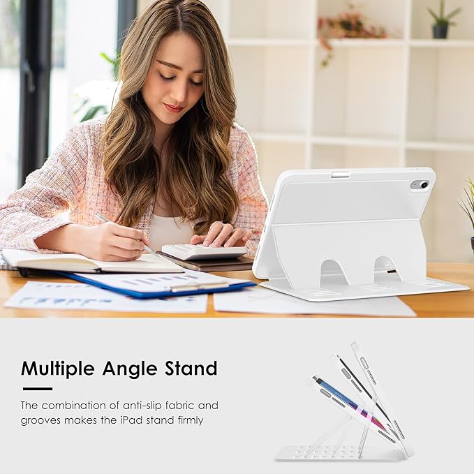 VIKESI Case for iPad (A16) 11-inch 2025 and iPad 10th/11th Generation 10.9 Inch 2022Multiple Angles Magnetic Stand CoverShockproof BackPencil Holderand Auto Sleep/WakeWhite