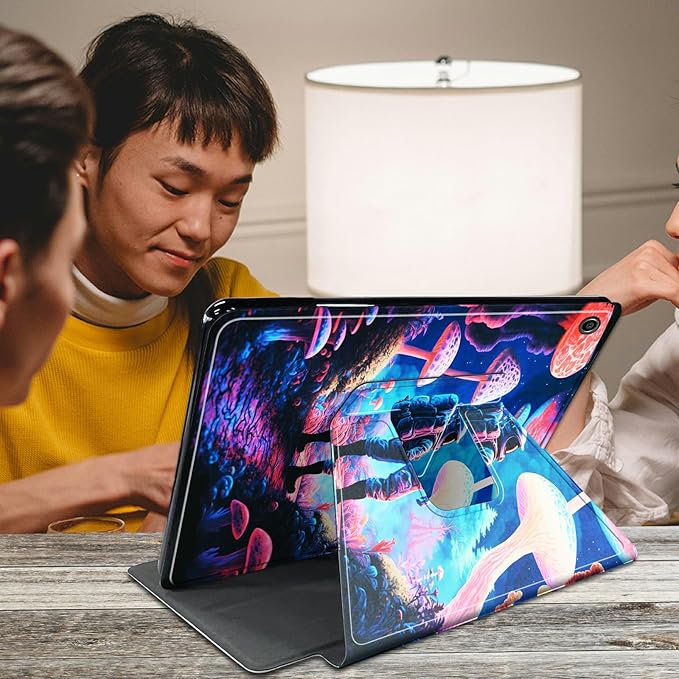 Case for iPad 10.2 Case iPad 9th/iPad 8th/iPad 7th Generation 2021/2020/2019 Astronaut Mushrooms Theme 360 Degree Rotating Stand Protective Cover with Auto Sleep/Wake for iPad 10.2 Tablet