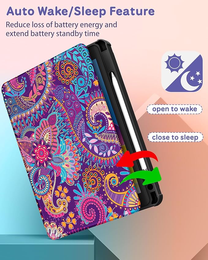 for iPad Air 11 inch Case Air 5th/4th Generation 10.9 Pro 11'' Case Women Girls for Apple Pencil Holder Cute Kawaii Rotating Folio Cover for iPad Air 11 2024 (M2) 10.9 2022 2020 Pro 11