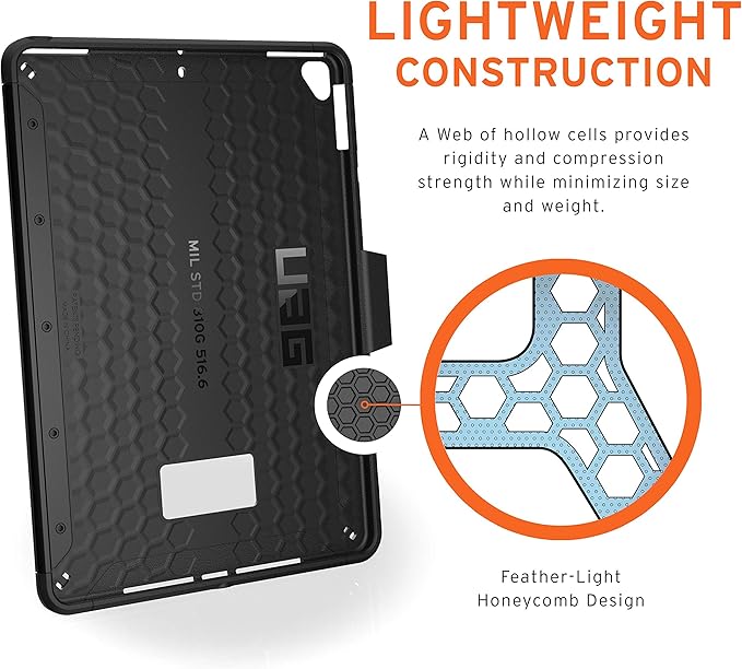 URBAN ARMOR GEAR UAG Designed for iPad 10.2 Case Black 9th Generation 2021 &amp 8th Gen 2020 w/Hand Strap Thin Slim Military Drop Tested Durable Protective Cover w/Stylus &amp Pencil Holder Scout S