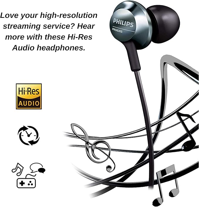 Philips Pro Wired Earbuds with Microphone Hi-Res Audio Earphones with Cord Lightweight and Comfortable Wired in Ear Headphones with Mic Powerful and Clear Sound for All Your Audio Experiences