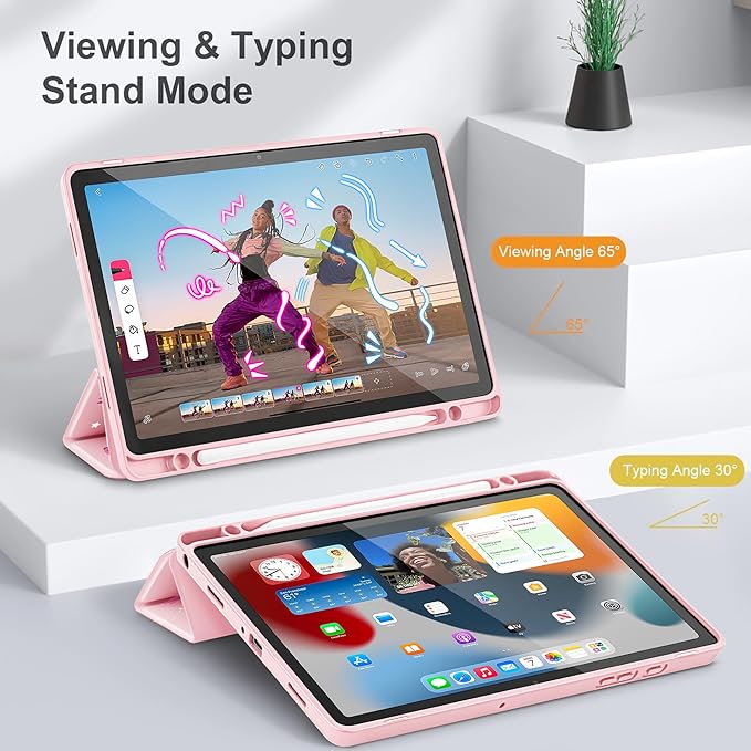Tuiklol for Samsung Galaxy Tab A9+ Tablet 11” / A9+ Plus 2024 2023Buit-in S-Pen Holder with Clear Protective Cover Transparent Back Shell Auto Wake/Sleep Samsung Tab A9 Plus CoverBow-Pink