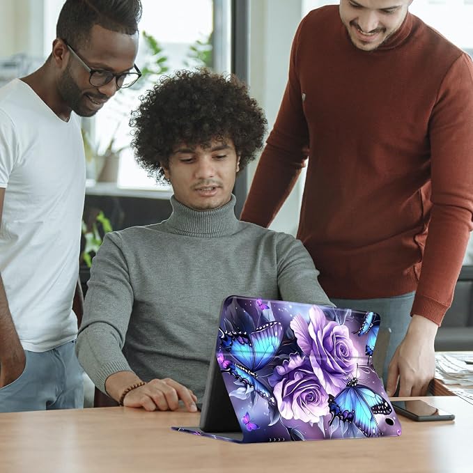 Purple Roses Blue Butterflies