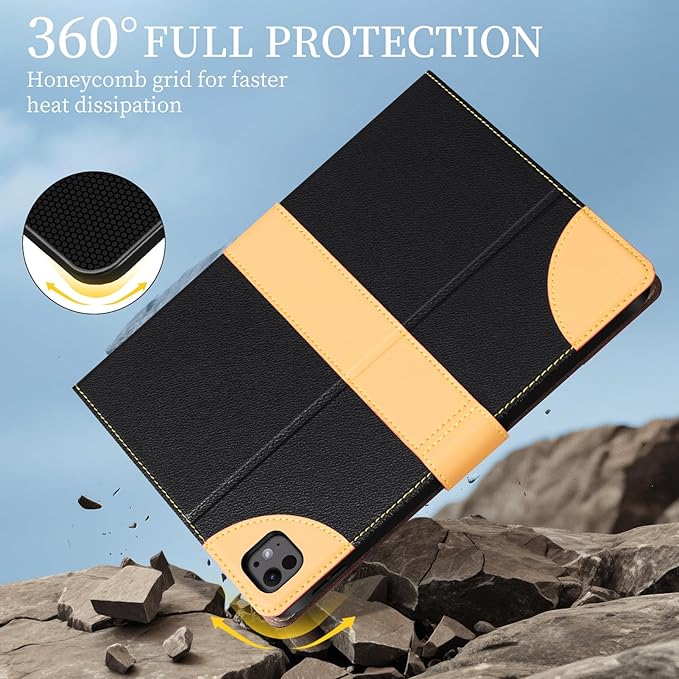 iPad Case for iPad mini 7th/6th Gen 8.3 inchLeather Folio Cover with Pencil HolderAuto Wake/Sleep Adjustable StandMagnetic Buckle Closure Protection Case-Single Strap Black