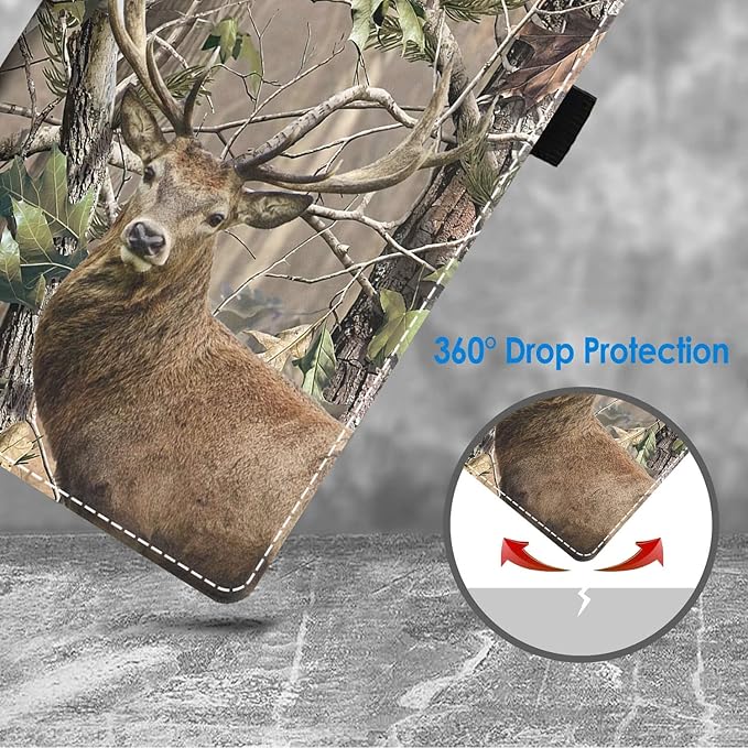 Case for All-New Fire HD 10/Fire HD 10 Plus Tablet 10.1 (11th Gen 2021 Released) - Premium PU Leather Stand Cover with Auto Wake/Sleep - Jungle Camo Deer
