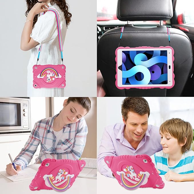 XZC Case for iPad 9th/8th/7th Generation 2021/2020/2019(10.2 inch) Unicorn Cute Cover Heavy Duty Shockproof Protective Case with Built-in Stand Strap for Kids Girls Women (Rose)