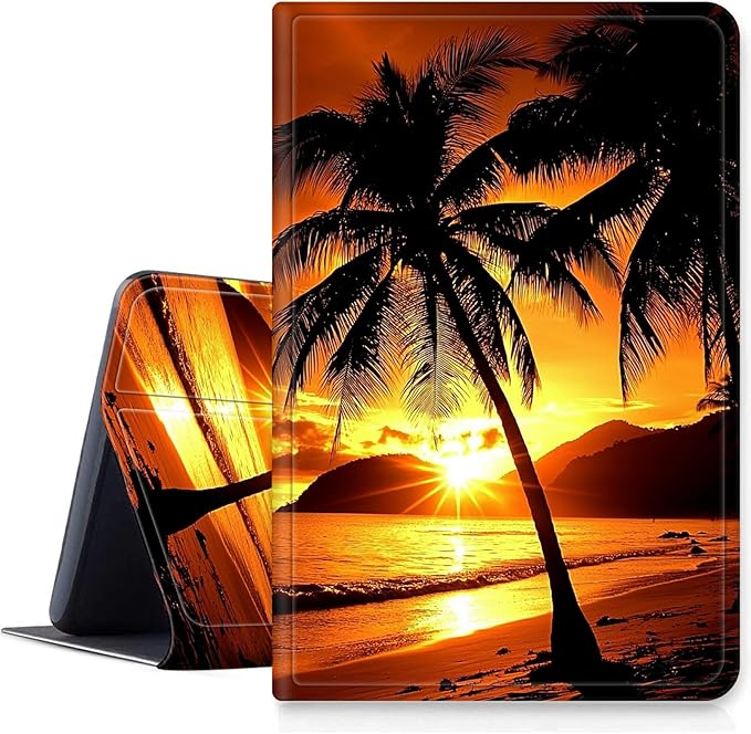 Case for Amazon Fire HD 10 Tablet (7th/9th Generation2017/2019 Release) 10.1 PU Leather Smart Protective Cover with Auto Sleep/Wake for Fire HD 10 2019Palm Trees